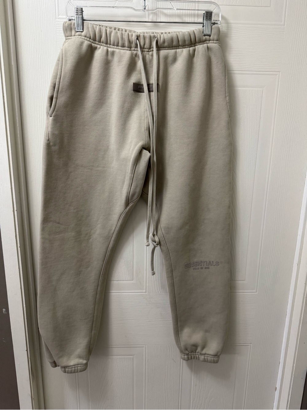 ESSENTIALS Men’s Sandstone Beige Sweatpants with Logo Drawstring